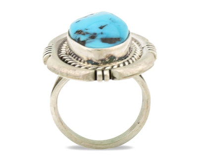 Navajo Ring .925 Silver Sleeping Beauty Turquoise Artist Signed E Etsitty C.80's