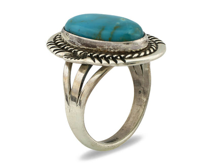 Navajo Ring .925 Silver Turquoise Mountain Signed M Begay C.80's
