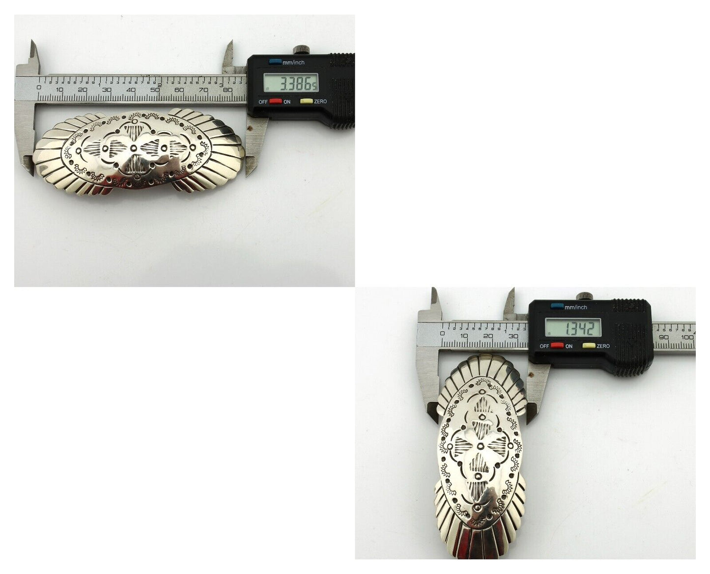 Navajo Hair Clip Barrette .925 Silver Hand Stamped Artist C Montoya C80s