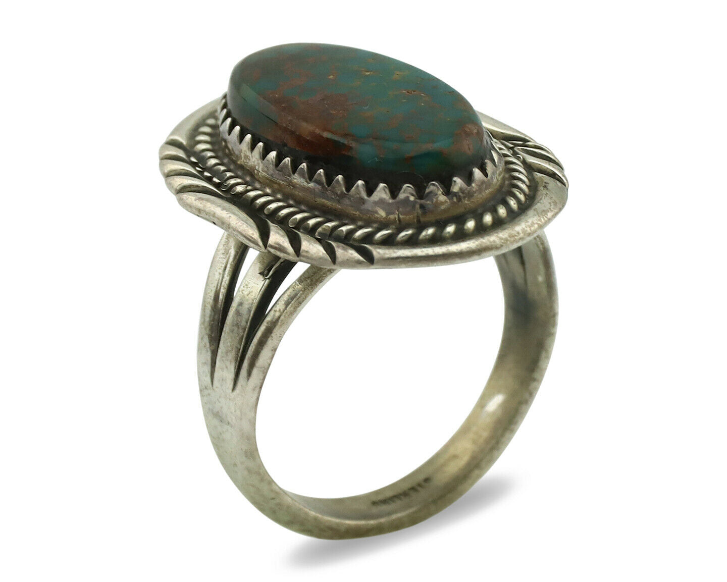 Navajo Ring .925 Silver Nevada Turquoise Native American Artist C.1980's