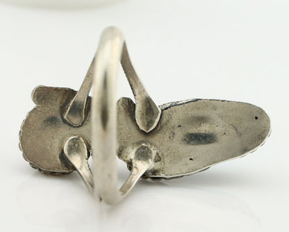 Navajo Handmade Ring 925 Silver Turquiose & Coral Native American Artist C.80's