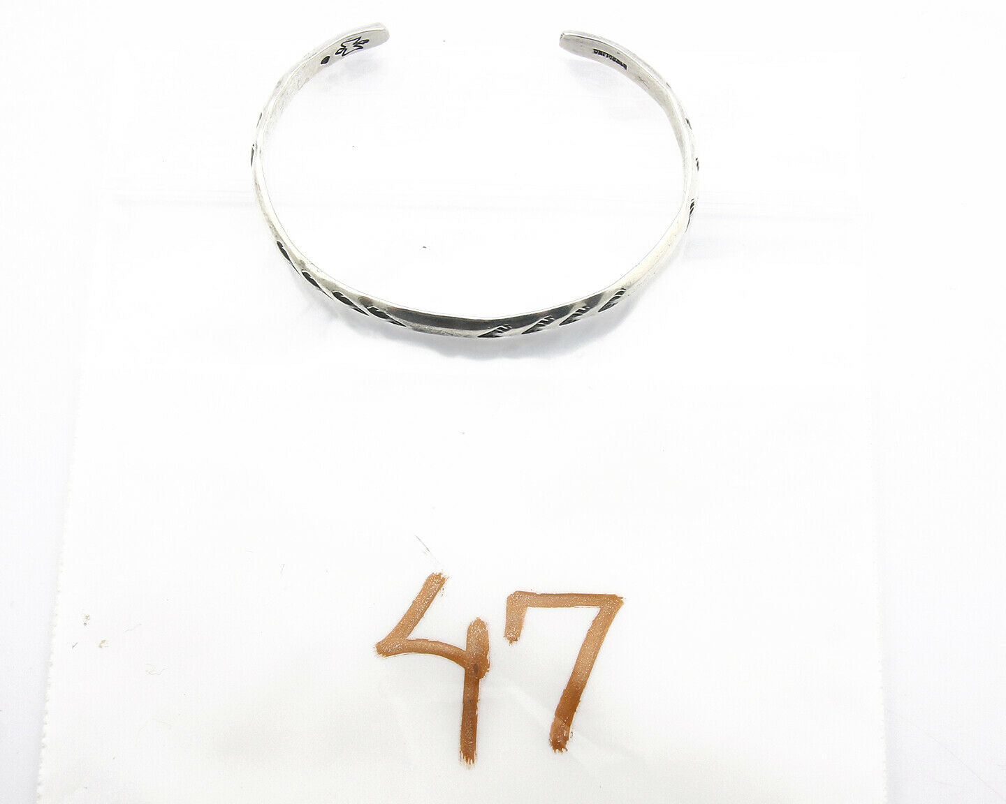 Navajo Bracelet .925 Silver Hand Stamped Arrow Head Artist Montoya C.80's