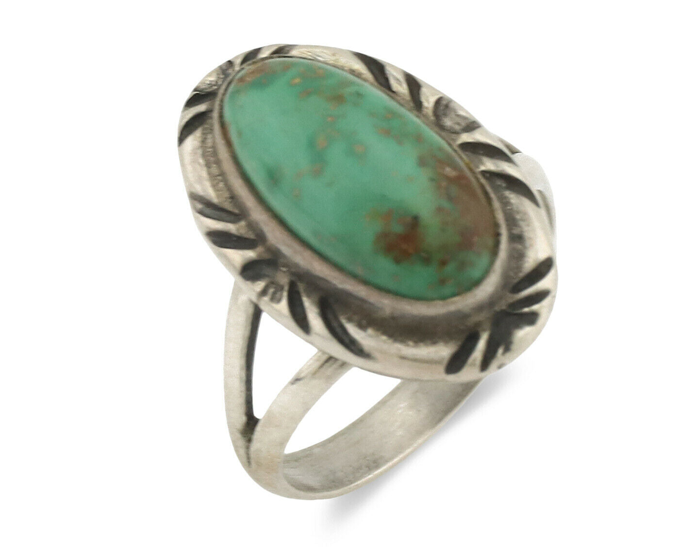 Navajo Ring .925 Silver Natural Mined Turquoise Native Artist C.80's