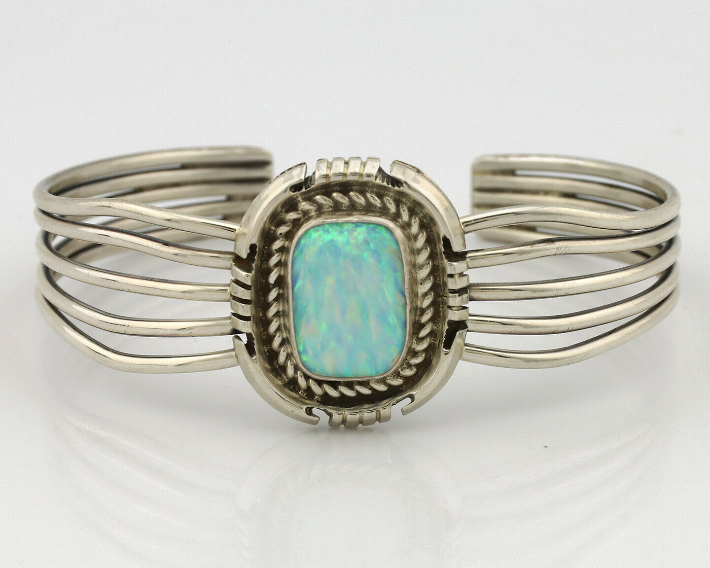 Navajo Bracelet .925 Silver Natural Pink Mussel Signed Hyson Craig C.90's