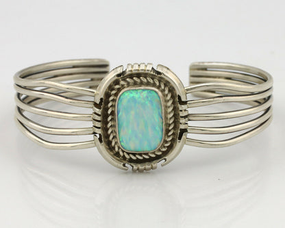 Navajo Bracelet .925 Silver Natural Pink Mussel Signed Hyson Craig C.90's