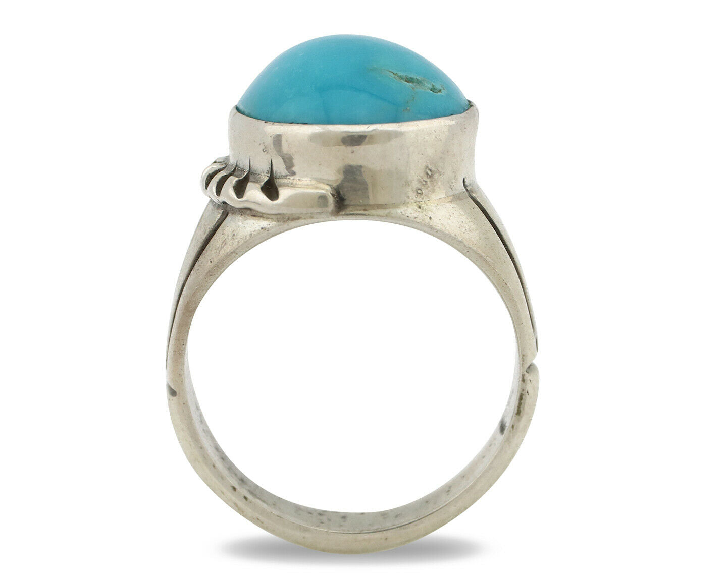 Navajo Ring .925 Silver Morenci Turquoise Native American Artist C.80's