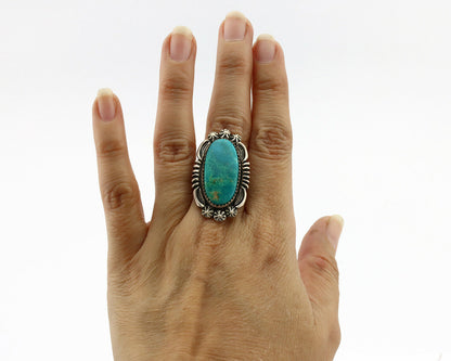 Navajo Ring .925 Silver Natural Blue Turquoise Native American Artist C.1980's