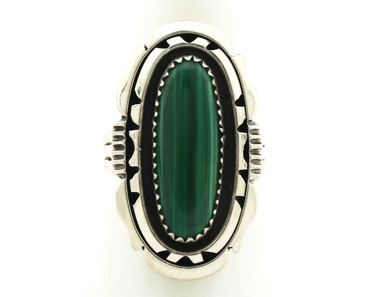 Navajo Ring 925 Silver Natural Malachite Artist Signed William Denetdale C.80's