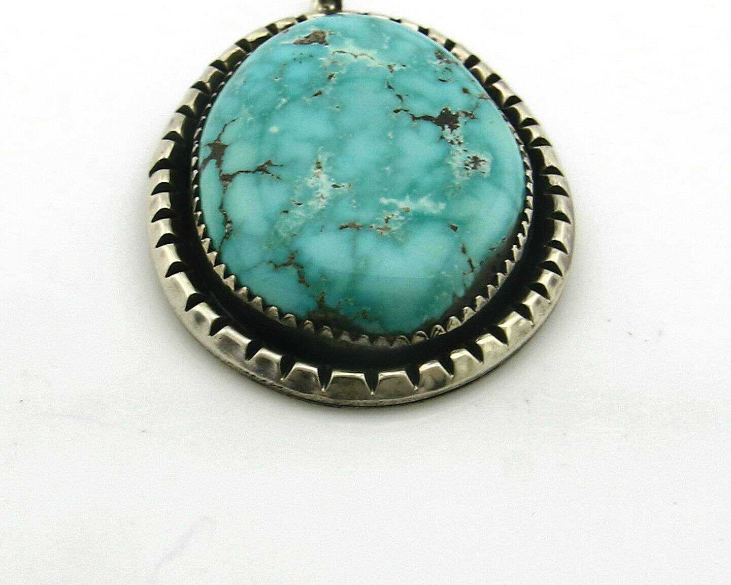 Navajo Pendant .925 Silver Kingman Turquoise Signed Artist Yazzie C.80's
