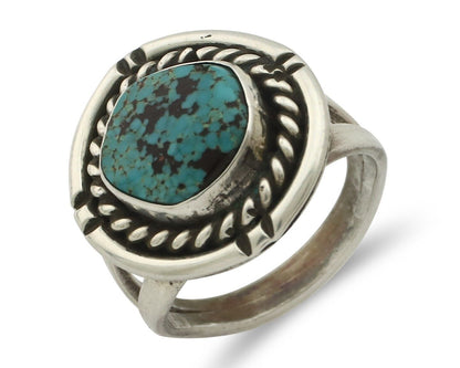 Navajo Handmade Ring .925 Silver Blue Diamond Turquoise Native Artist C.80's