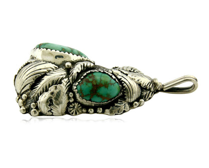 Navajo Pendant .925 Silver Royston Turquoise Signed Tom Willeto C.80's