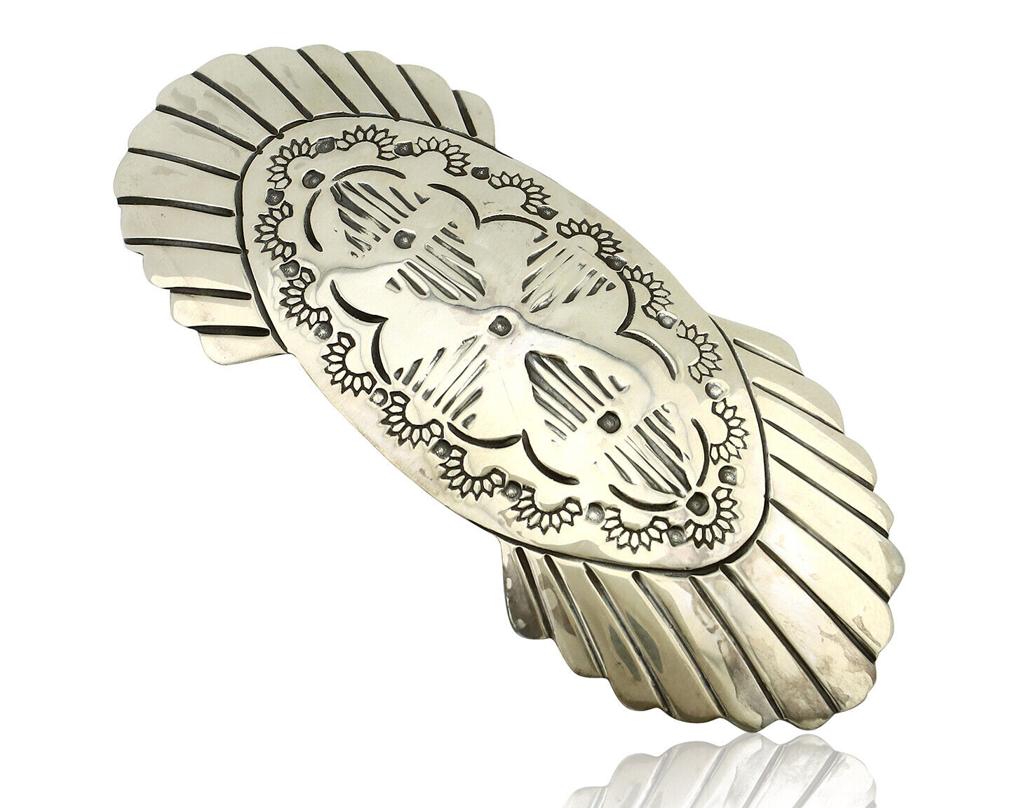 Navajo Hair Clip Barrette .925 Silver Hand Stamped Artist Signed C Montoya C80s