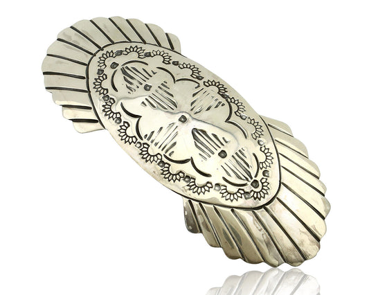 Navajo Hair Clip Barrette .925 Silver Hand Stamped Artist Signed C Montoya C80s