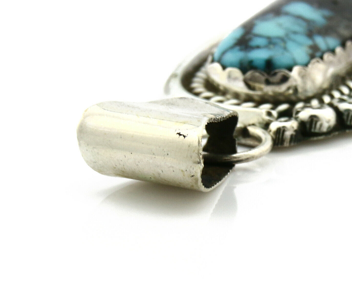 Navajo Turquoise Pendant .925 Silver Artist Signed Yazzie C.90's