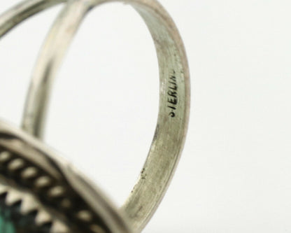 Navajo Ring .925 Silver Spiderweb Turquoise Native American Artist C.1980's