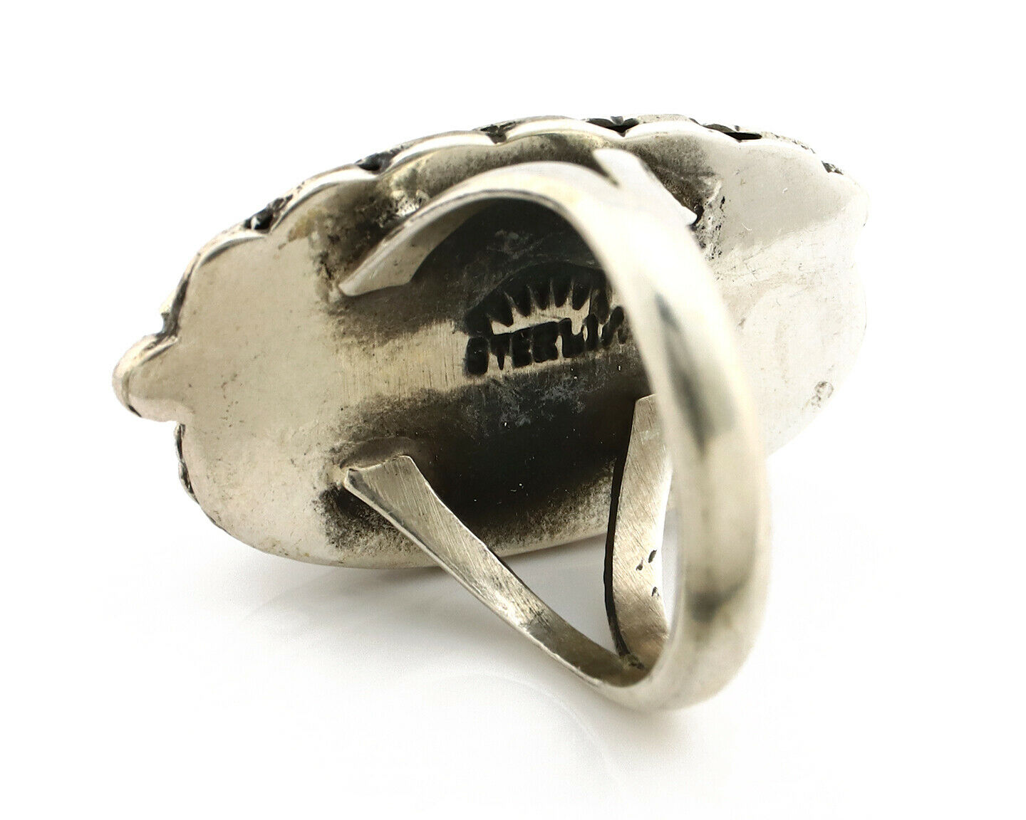 Navajo Ring .925 Silver Arizona Turquoise Signed Apache Manufacturing C80s