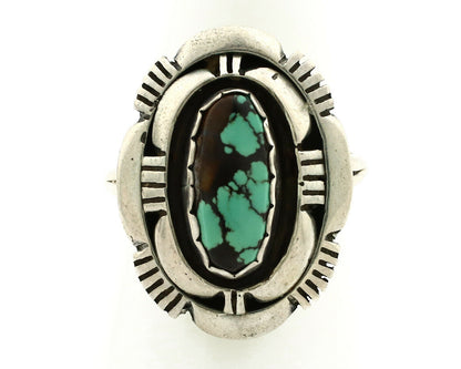 Navajo Ring .925 Silver Spiderweb Turquoise Artist Signed L. M. Nez C80s