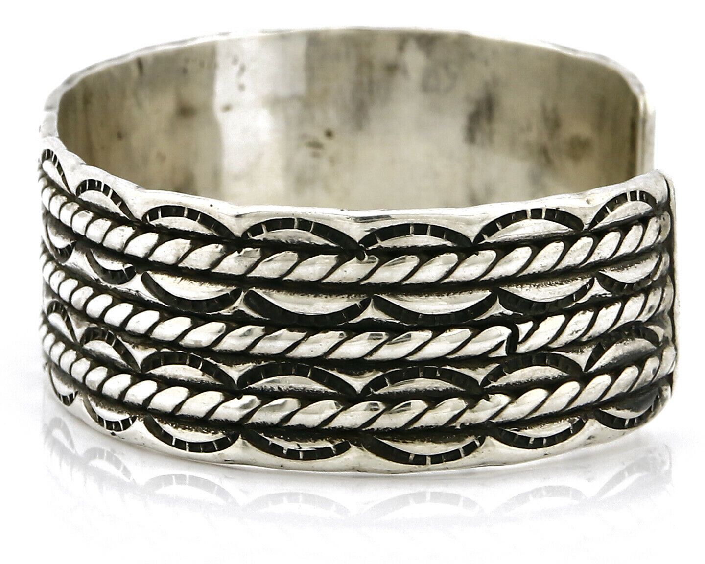 Women's Navajo Bracelet .925 Silver Handmade Cuff Signed Montoya C.1980's