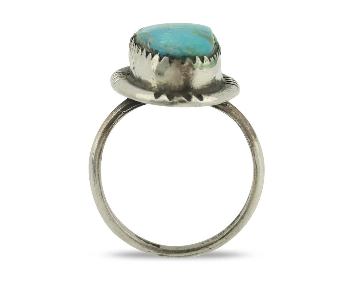 Navajo Ring .925 Silver Natural Blue Turquoise Native American Artist C.80's