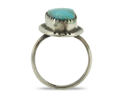Navajo Ring .925 Silver Natural Blue Turquoise Native American Artist C.80's