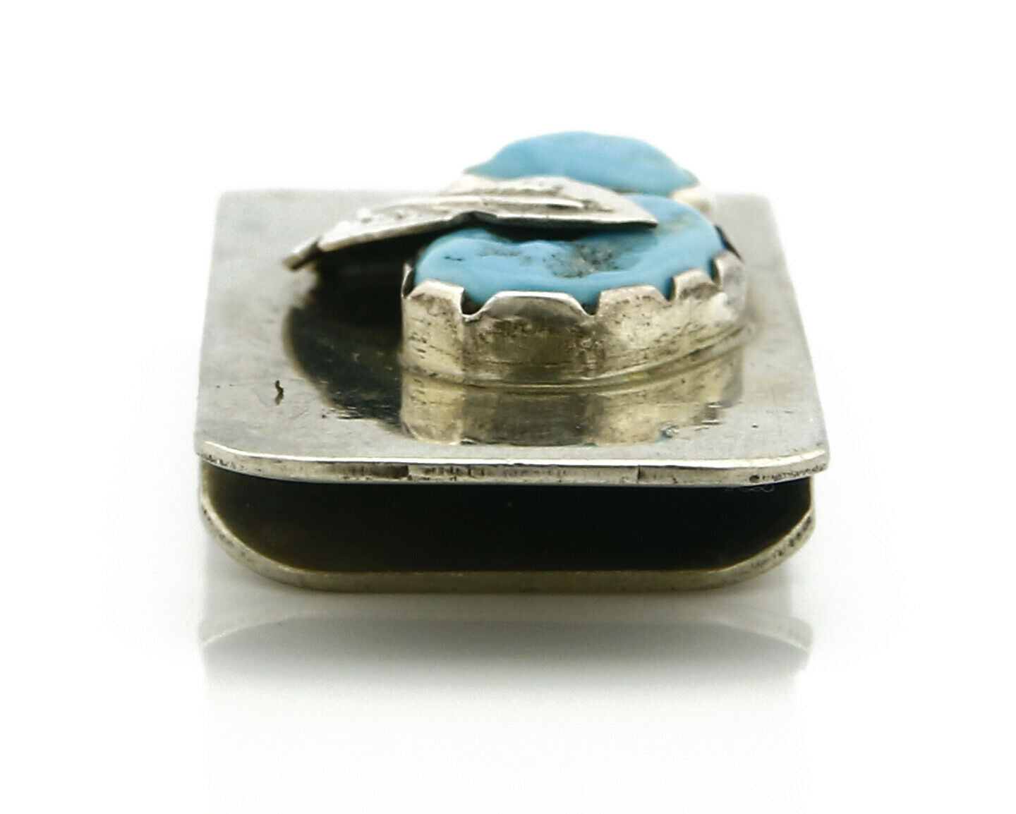 Zuni Money Clip .925 Silver & Nickle Sleeping Beauty Turquoise Artist Native C90