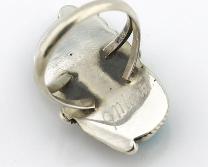 Navajo Ring 925 Silver Sleeping Beauty Turquoise Artist Signed Morris C.80's