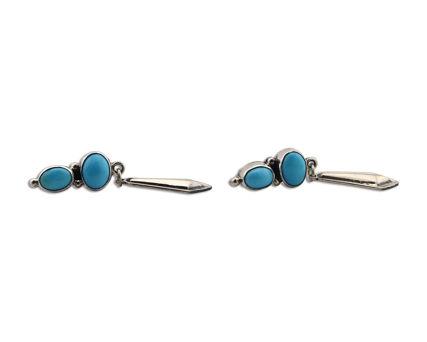 Navajo Earrings 925 Silver Natural Blue Turquoise Native American Earrings C80's