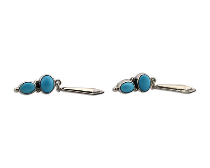 Navajo Earrings 925 Silver Natural Blue Turquoise Native American Earrings C80's