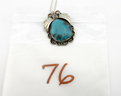 Navajo Necklace .925 Silver Morenci Turquoise Native American C.80's