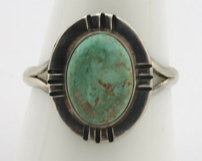Navajo Ring .925 Silver Natural Mined Turquoise Native Artist Signed C.80's