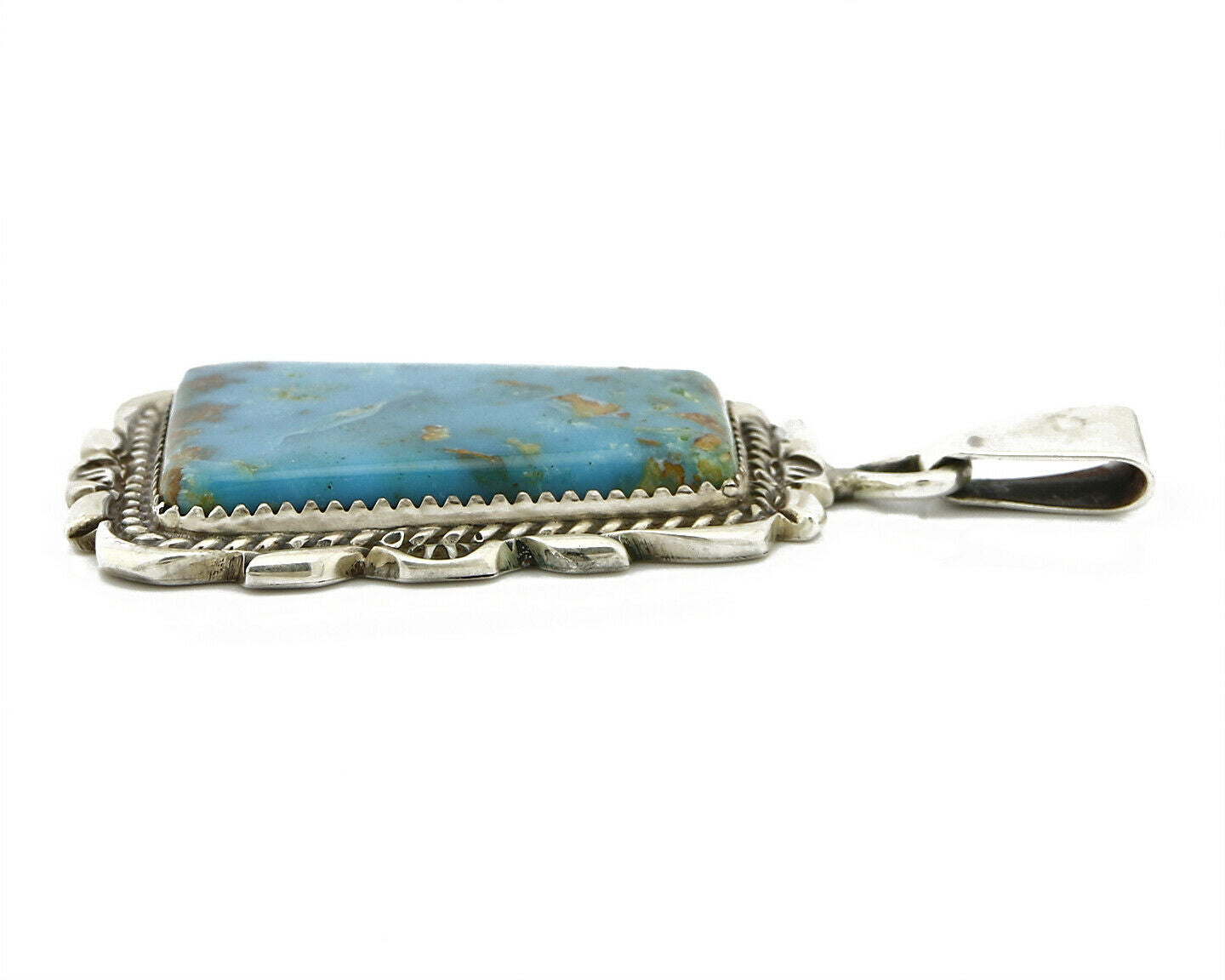 C. 1980 Navajo Artist TALHAT Natural Blue Gem Turquoise Pendant