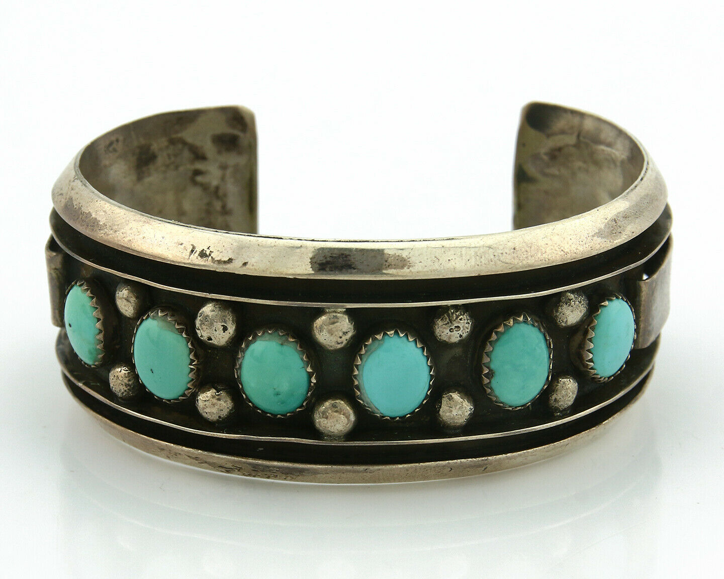Navajo Bracelet .925 Silver Southwest Turquoise Cuff Artist Native C.80's