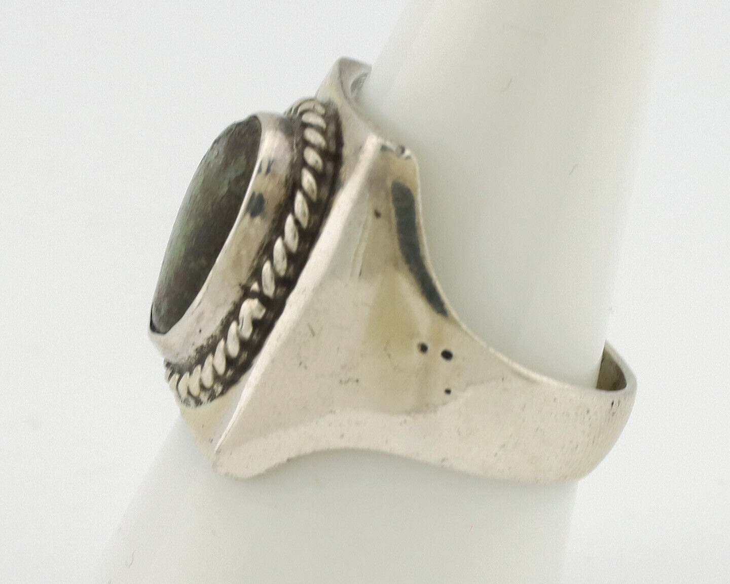 Navajo Ring .925 Silver Green Turquoise Handmade Native American Artist C.1980s