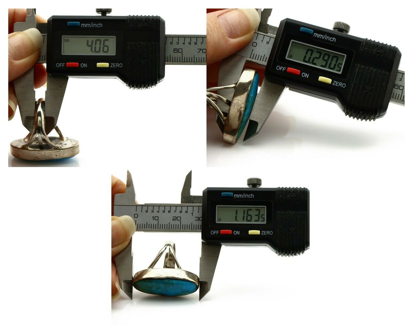 Navajo Ring .925 Silver Nevada Turquoise Native American Artist C.80's