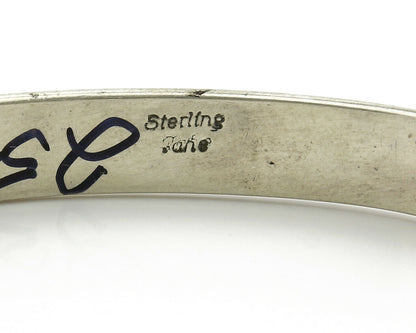 Navajo Bracelet .925 Silver Handmade Hand Stamped Signed Artist TAHE Circa 1980s