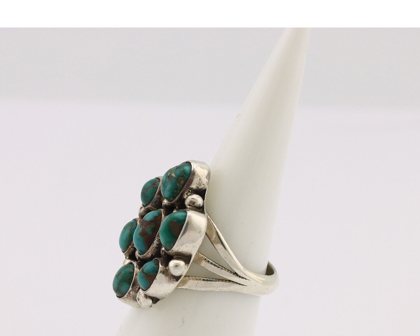 Navajo Ring .925 Silver Natural Blue Turquoise Artist Signed LP C.80's