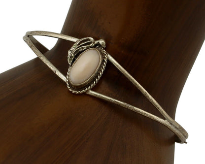 Women's Navajo Bracelet 925 Silver Natural Pink Mussel Native American C.80's