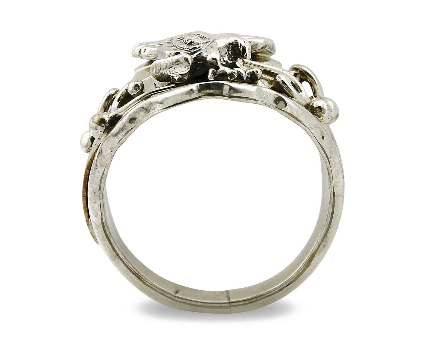 Navajo Eagle Ring .925 SOLID Silver & 12K GF Handmade Signed Artist S Circa 1980