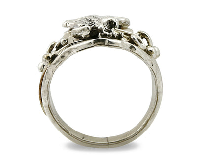 Navajo Eagle Ring .925 SOLID Silver & 12K GF Handmade Signed Artist S Circa 1980