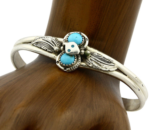 Navajo Bracelet .925 Silver Sleeping Beauty Turquoise Native C.80's