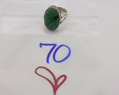 Navajo Ring .925 Silver Natural Blue Turquoise Native American Artist Signed C80