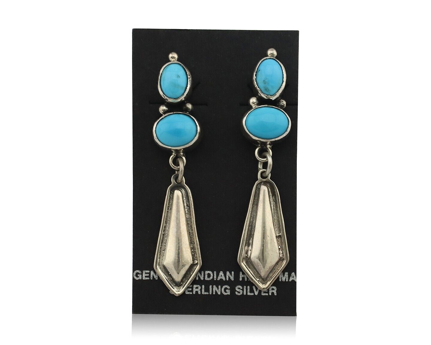 Navajo Earrings 925 Silver Natural Blue Turquoise Native American Earrings C80's