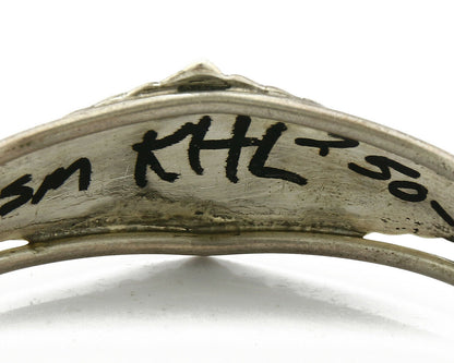 Navajo Unknown Artist Sun God Inlaid Gemstone .925 Silver Cuff Bracelet