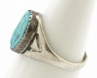 Zuni Ring .925 Silver Natural Blue Turquoise Native American Artist C.1980's