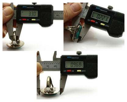 Navajo Ring .925 Silver Kingman Turquoise Signed B C.1980's