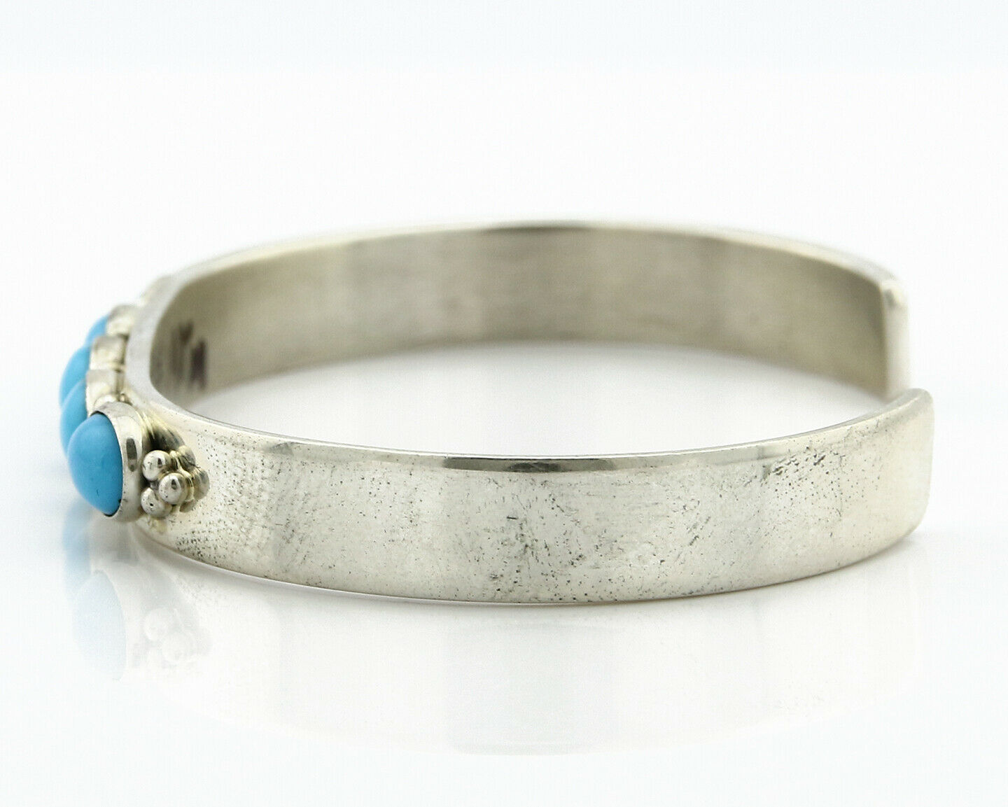 Navajo Bracelet .925 SOLID Silver Turquoise Signed Artist Bea Tom C.80's