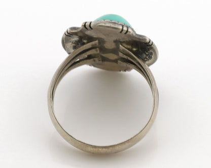 Navajo Ring .925 Silver Sleeping Beauty Turquoise Native Artist C.1980s