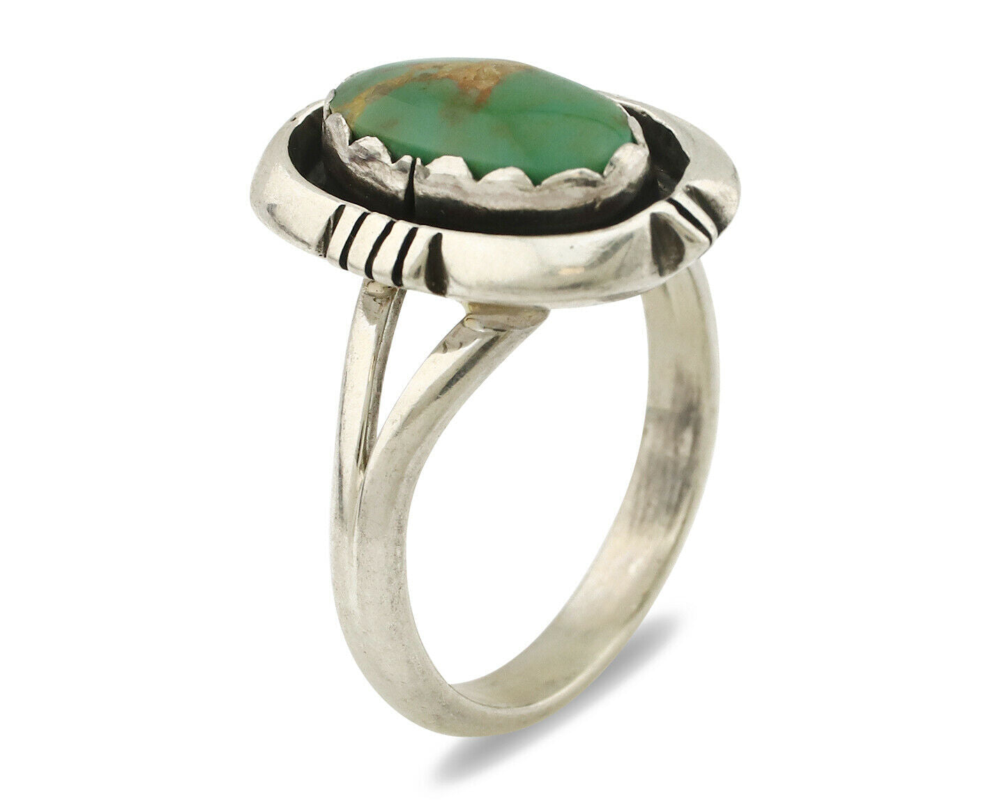 Navajo Ring .925 Silver Kingman Turquoise Handmade Native American Artist C.80's