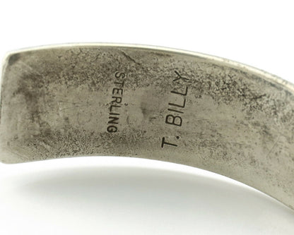 Navajo Bracelet .925 Silver Handmade Overlay Style Signed Tommy Billy Cuff C80s
