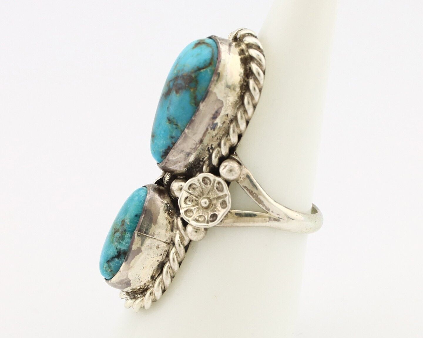 Navajo Handmade Ring 925 Silver Natural Blue Turquoise Native American C.80's